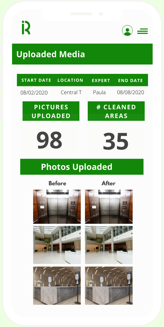 Image_sharing A mobile phone displaying a chat conversation between a client and a cleaning service expert