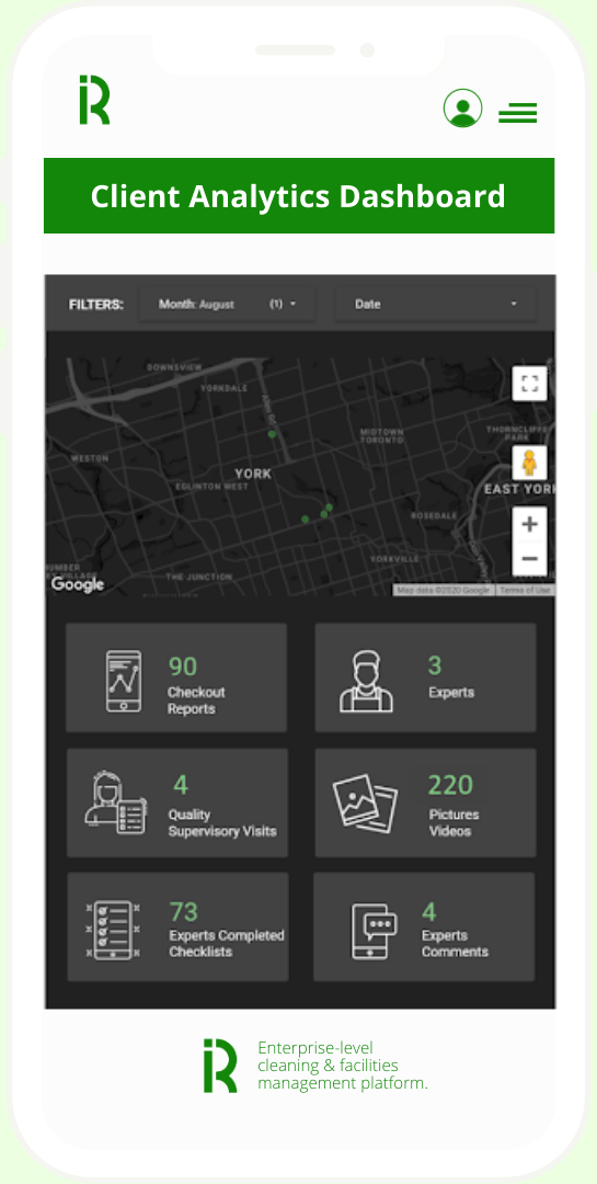 Analytics A mobile phone displaying a chat conversation between a client and a cleaning service expert
